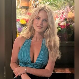 Blue Tie Neck Top